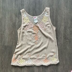 Yoana Baraschi Beige Embroidered Tank Top